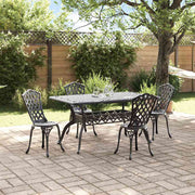 Eettafelset tuin 6 personen aluminium zwart