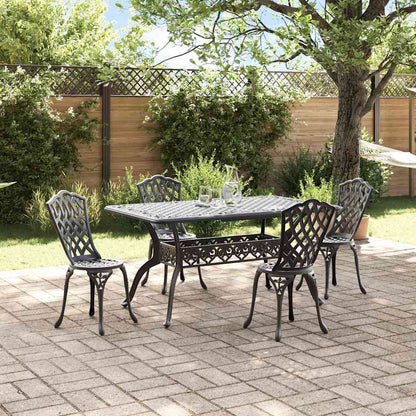 Tuin eettafelset 5 pcs Zwart Aluminium