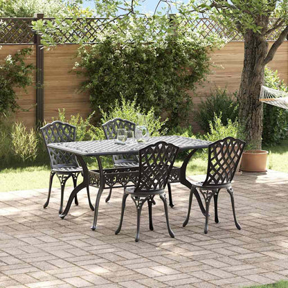 Tuin eettafelset 5 pcs Zwart Aluminium