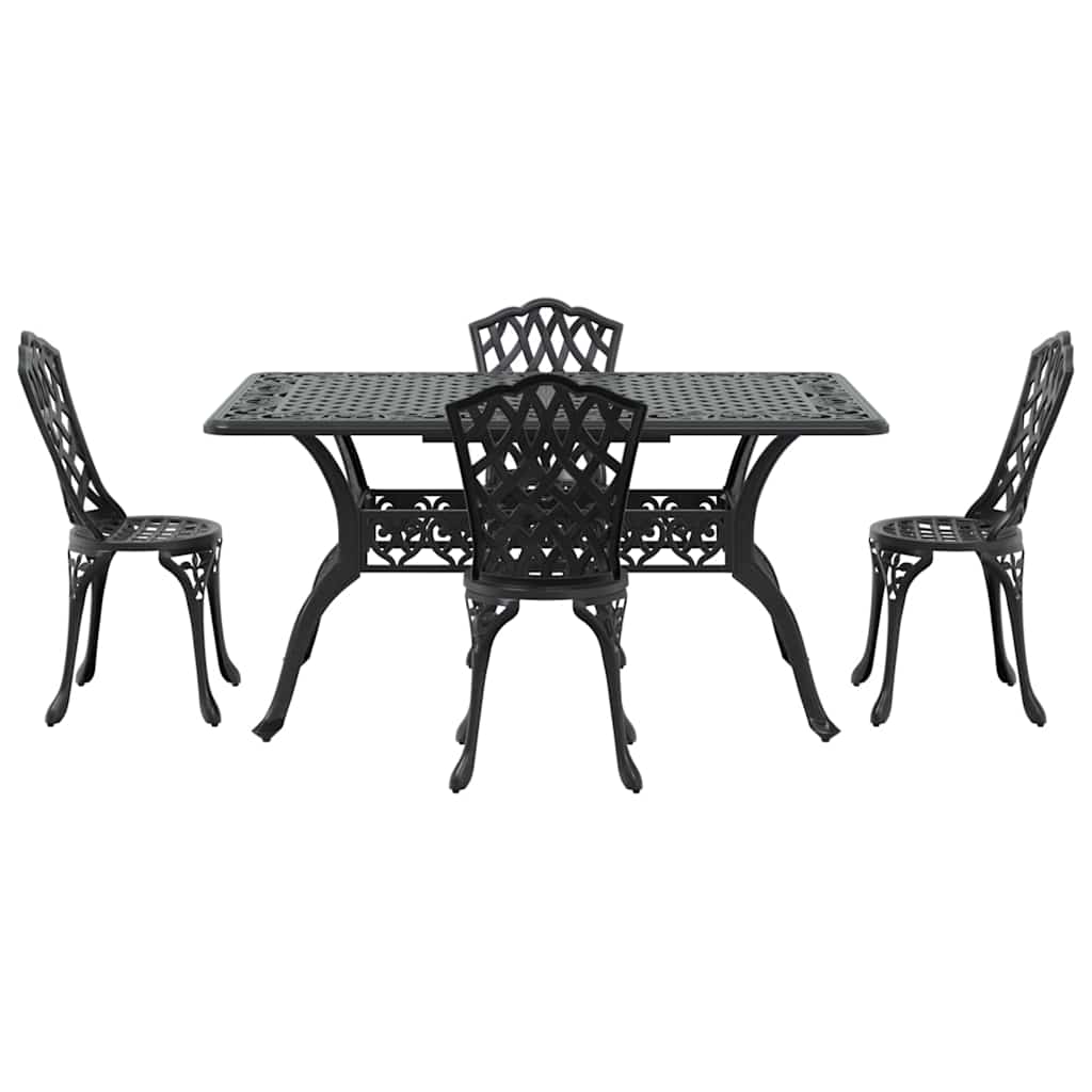 Tuin eettafelset 5 pcs Zwart Aluminium