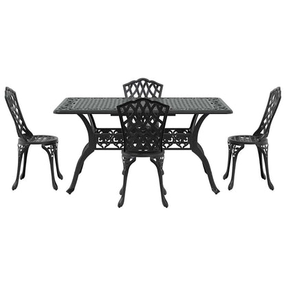 Tuin eettafelset 5 pcs Zwart Aluminium