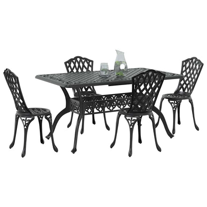 Tuin eettafelset 5 pcs Zwart Aluminium