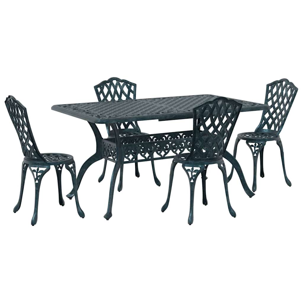 Tuin eettafelset 5 pcs Groen Aluminium