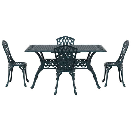 Tuin eettafelset 5 pcs Groen Aluminium