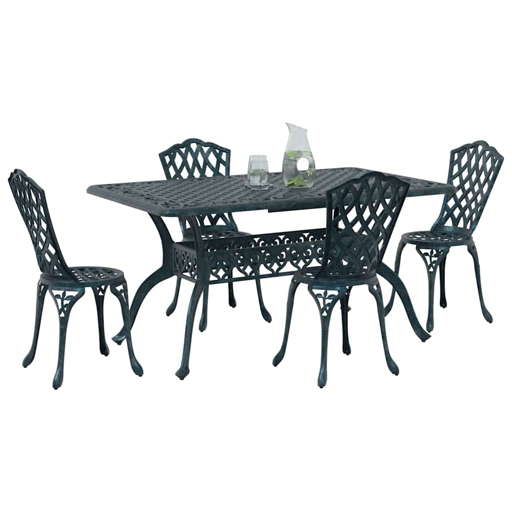 Tuin eettafelset 5 pcs Groen Aluminium