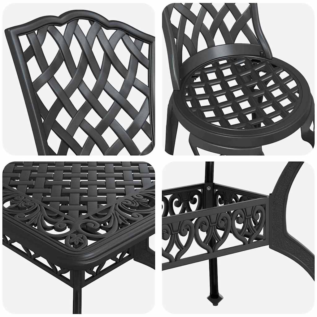 Tuin eettafelset 7 pcs Zwart Aluminium