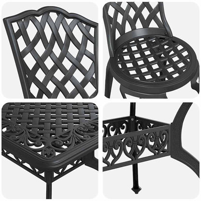 Tuin eettafelset 7 pcs Zwart Aluminium