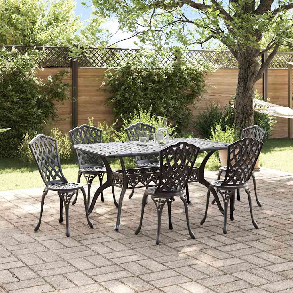 Tuin eettafelset 7 pcs Zwart Aluminium