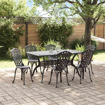 Tuin eettafelset 7 pcs Zwart Aluminium