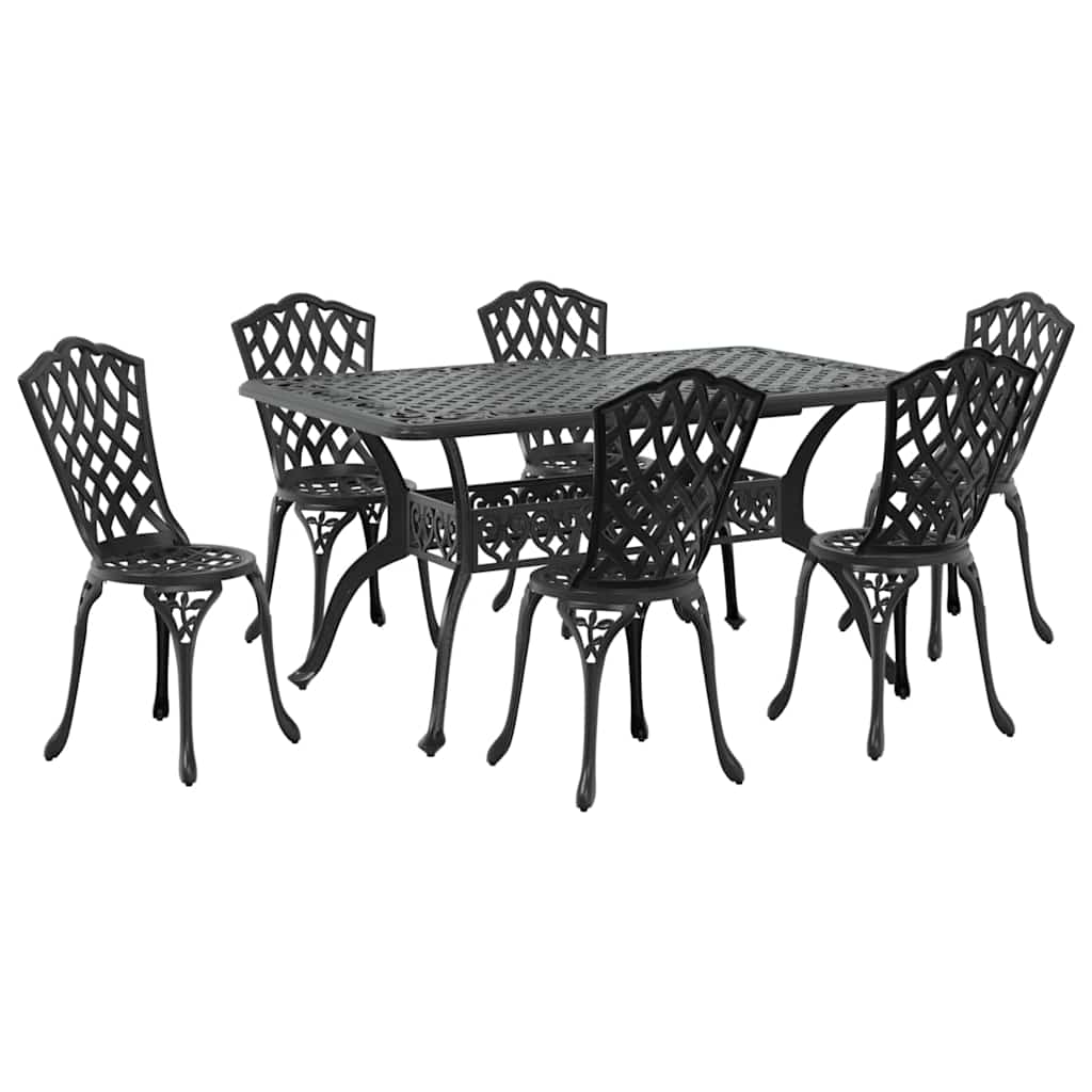 Tuin eettafelset 7 pcs Zwart Aluminium
