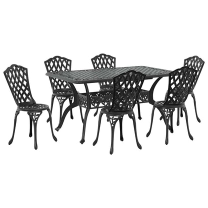 Tuin eettafelset 7 pcs Zwart Aluminium