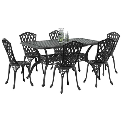 Tuin eettafelset 7 pcs Zwart Aluminium