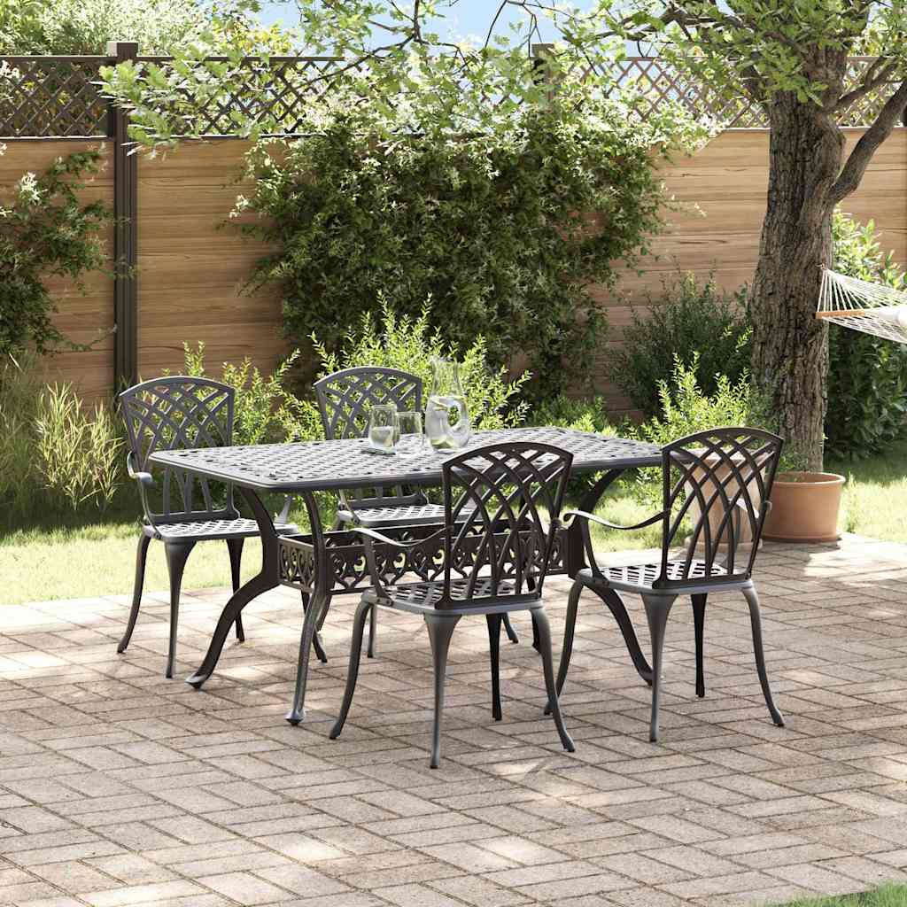 Tuin eettafelset 5 pcs Zwart Aluminium