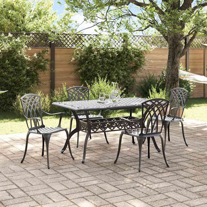 Tuin eettafelset 5 pcs Zwart Aluminium