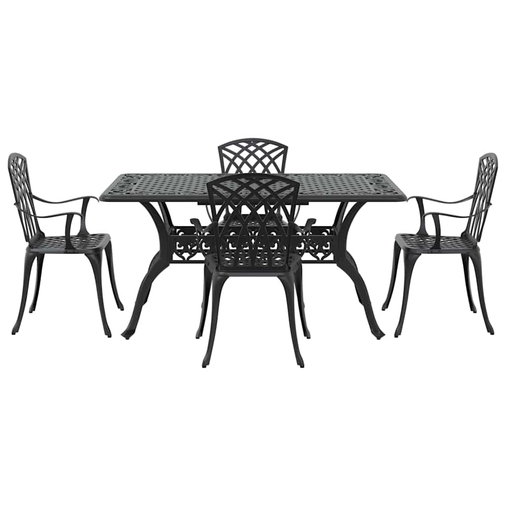 Tuin eettafelset 5 pcs Zwart Aluminium