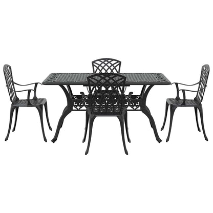 Tuin eettafelset 5 pcs Zwart Aluminium