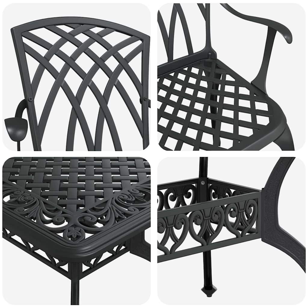 Tuin eettafelset 7 pcs Zwart Aluminium