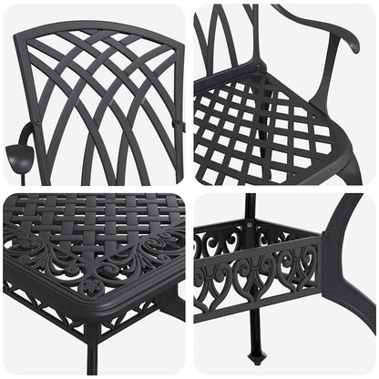 Tuin eettafelset 7 pcs Zwart Aluminium