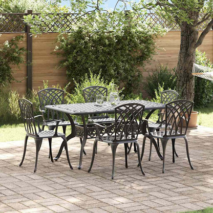 Tuin eettafelset 7 pcs Zwart Aluminium