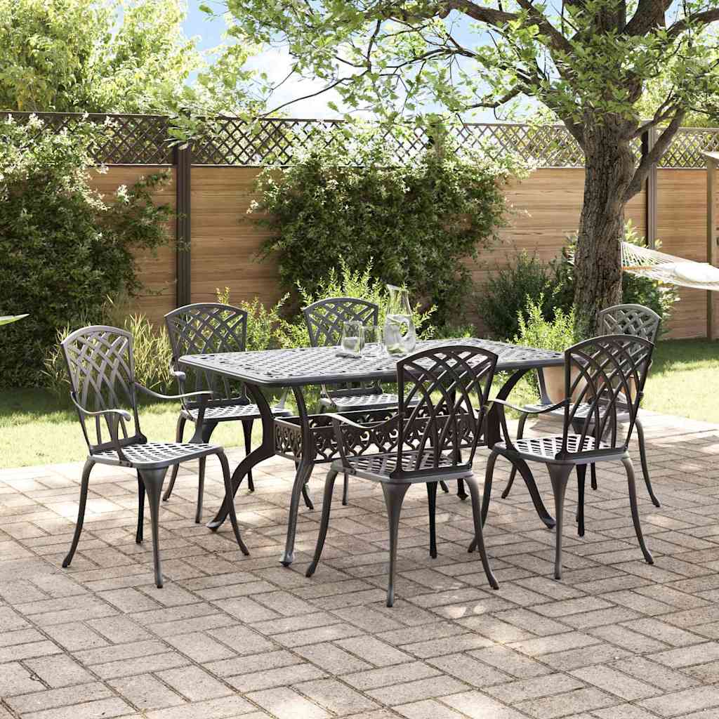 Tuin eettafelset 7 pcs Zwart Aluminium