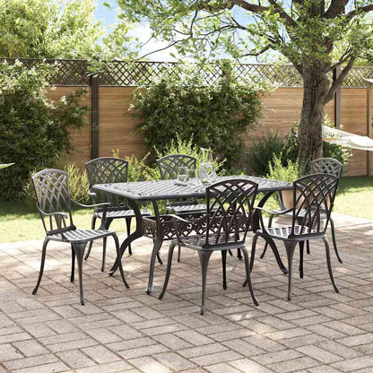 Tuin eettafelset 7 pcs Zwart Aluminium