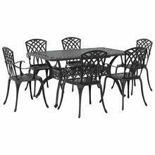 Tuin eettafelset 7 pcs Zwart Aluminium