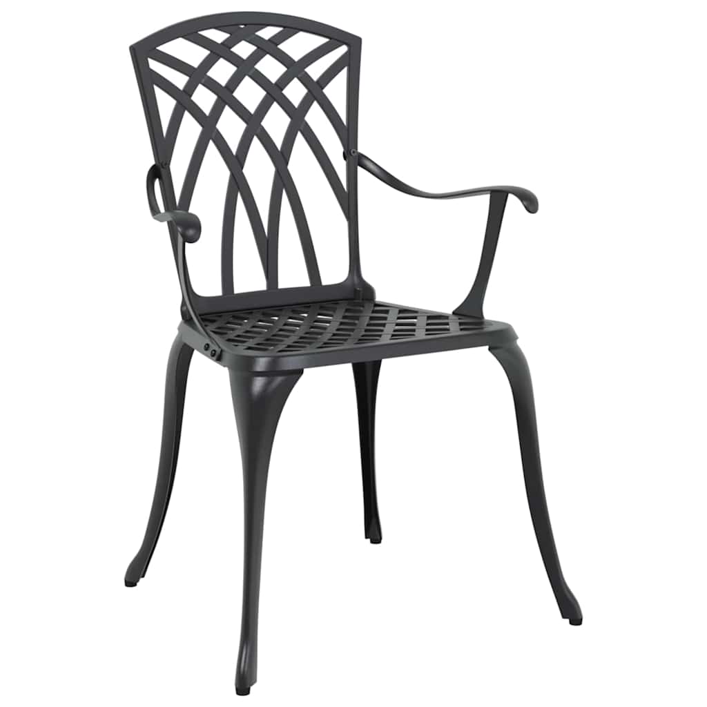 Tuin eettafelset 7 pcs Zwart Aluminium