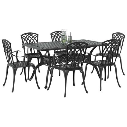 Tuin eettafelset 7 pcs Zwart Aluminium