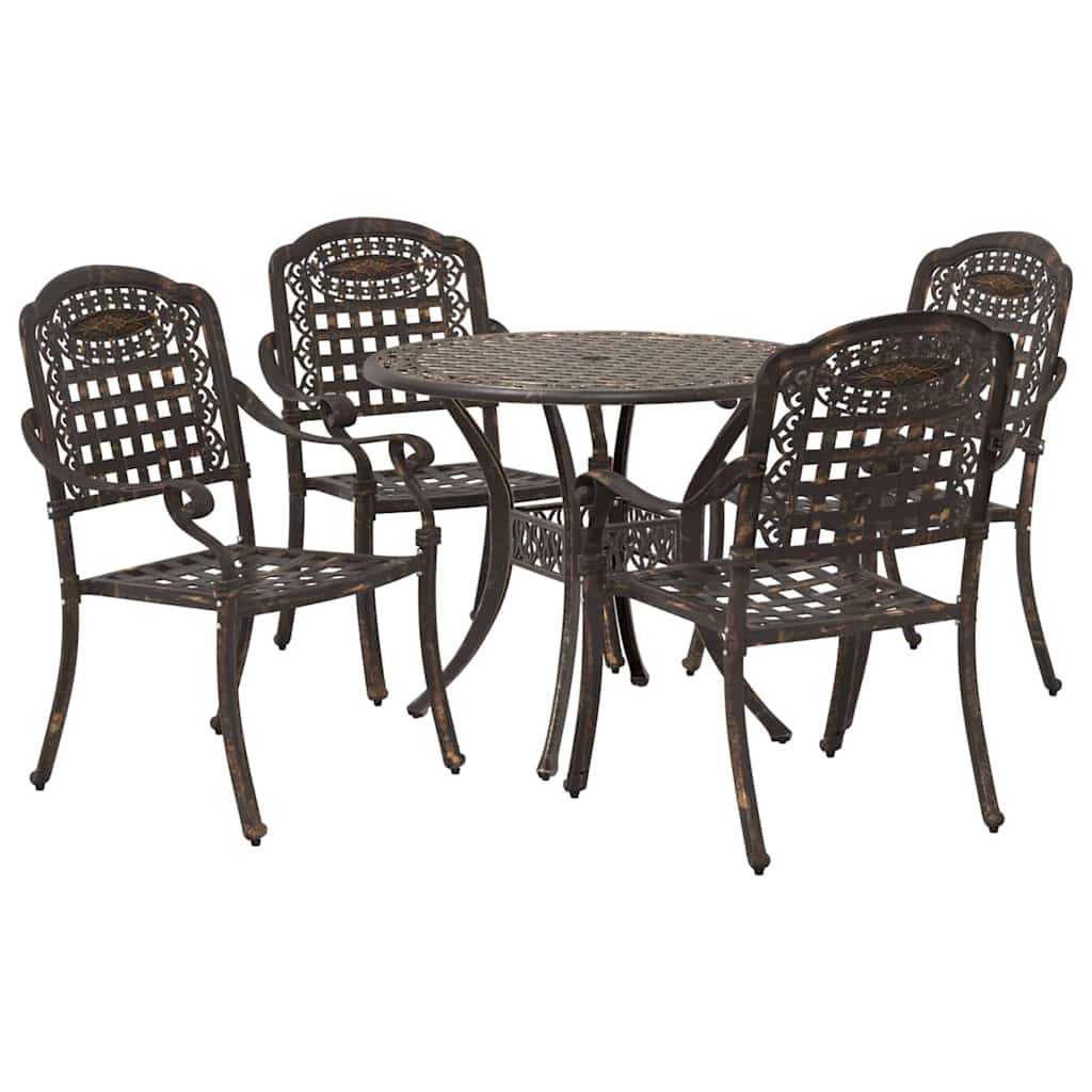 Tuin eettafelset 5 pcs Brons Aluminium