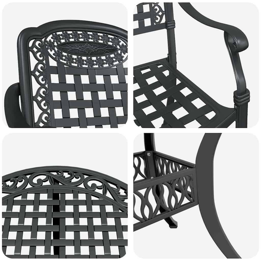 Tuin eettafelset 5 pcs Zwart Aluminium
