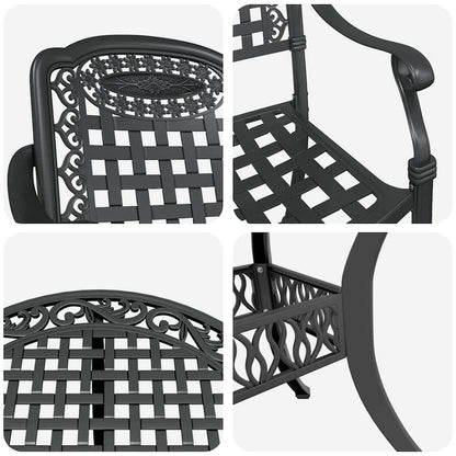 Tuin eettafelset 5 pcs Zwart Aluminium