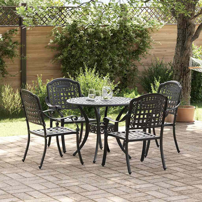 Tuin eettafelset 5 pcs Zwart Aluminium