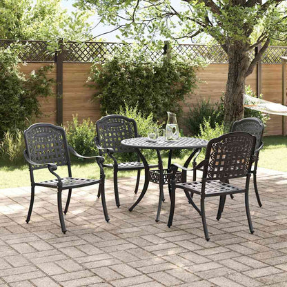 Tuin eettafelset 5 pcs Zwart Aluminium