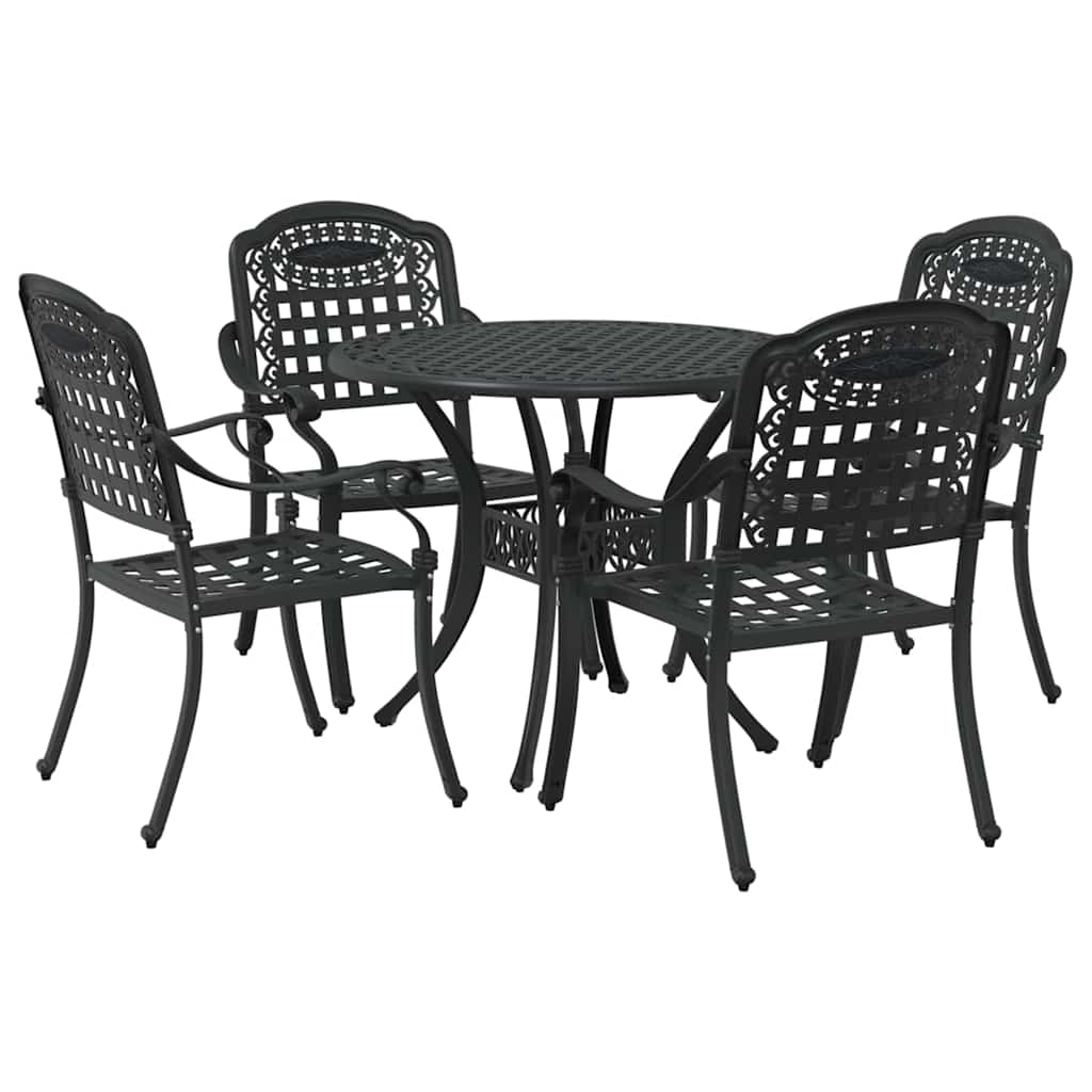 Tuin eettafelset 5 pcs Zwart Aluminium