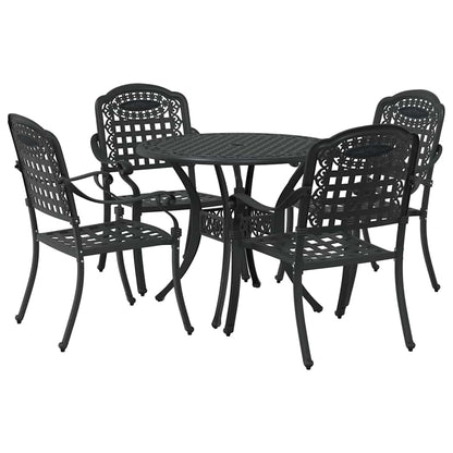 Tuin eettafelset 5 pcs Zwart Aluminium