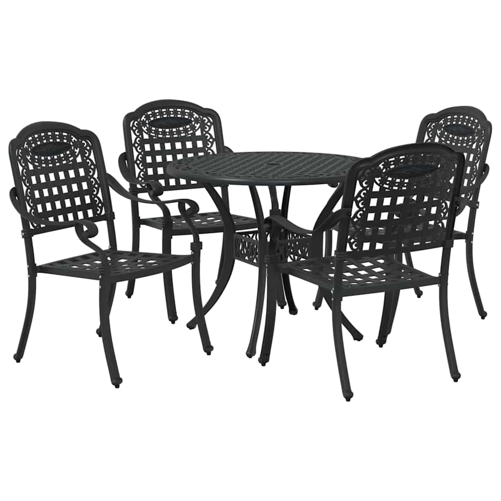 Tuin eettafelset 5 pcs Zwart Aluminium
