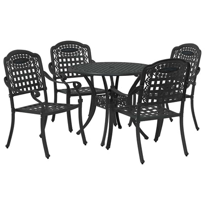 Tuin eettafelset 5 pcs Zwart Aluminium