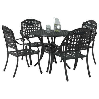 Tuin eettafelset 5 pcs Zwart Aluminium