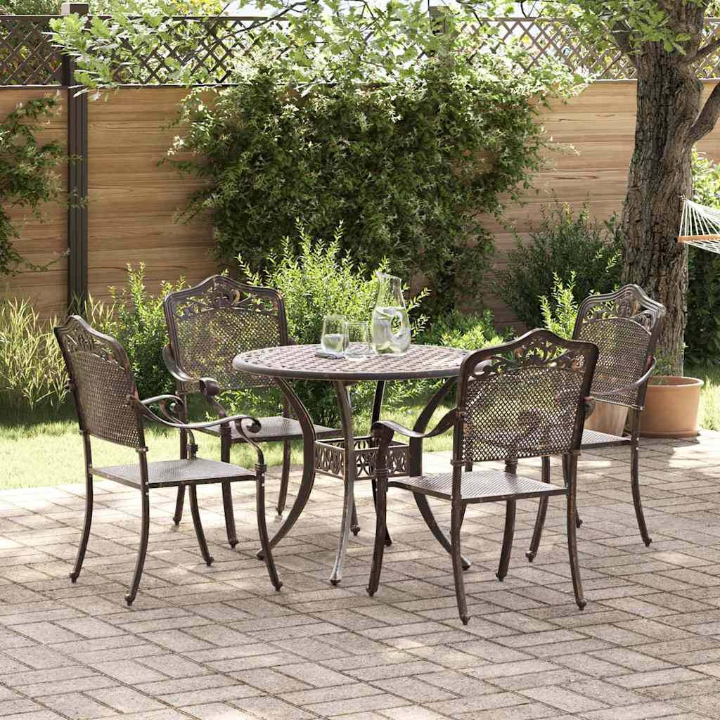 Tuin eettafelset 5 pcs Brons Aluminium