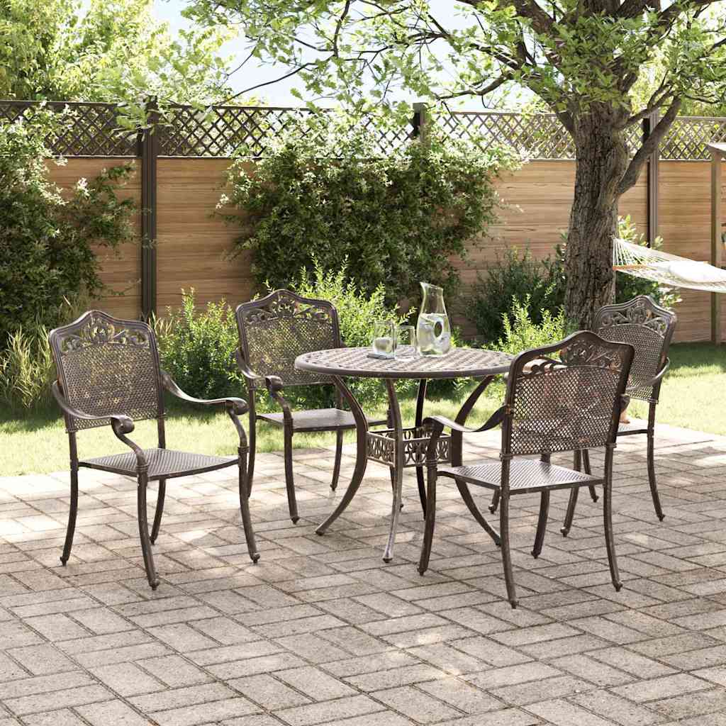Tuin eettafelset 5 pcs Brons Aluminium