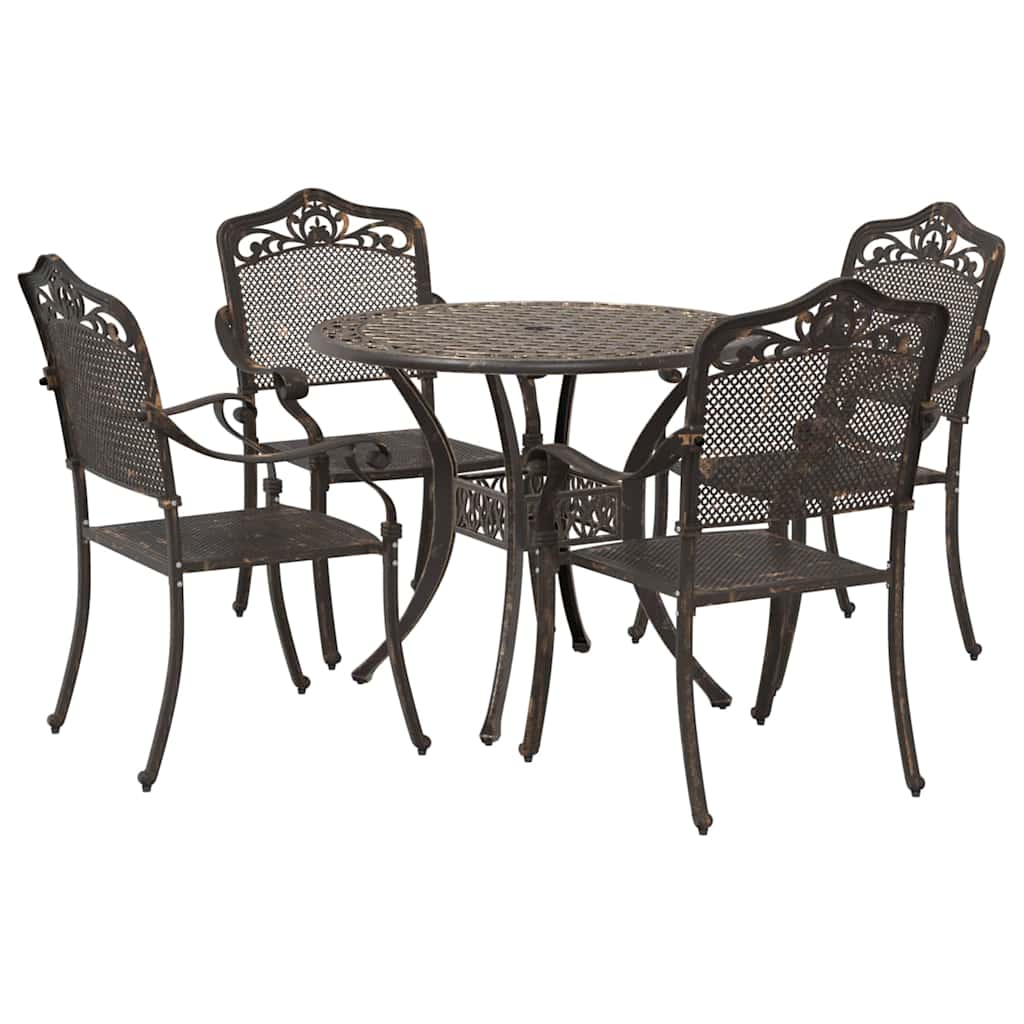 Tuin eettafelset 5 pcs Brons Aluminium