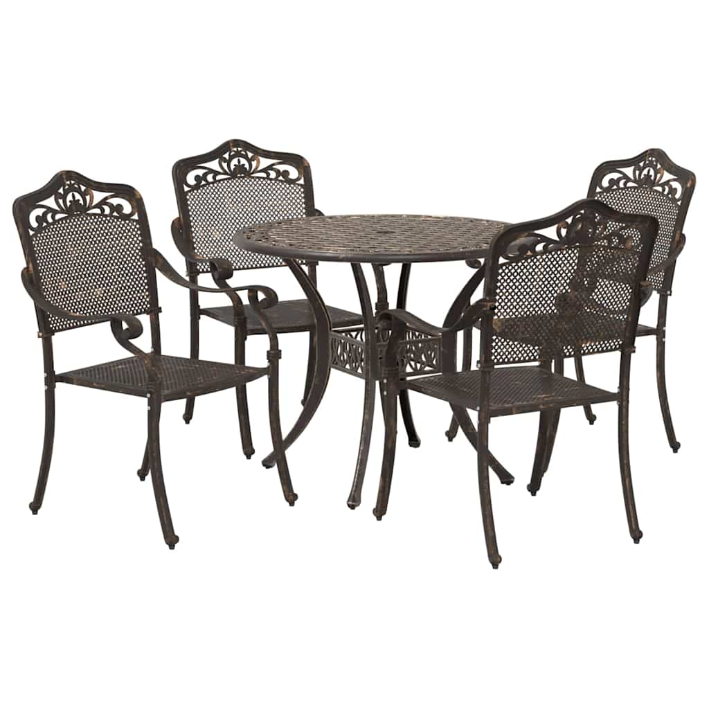 Tuin eettafelset 5 pcs Brons Aluminium