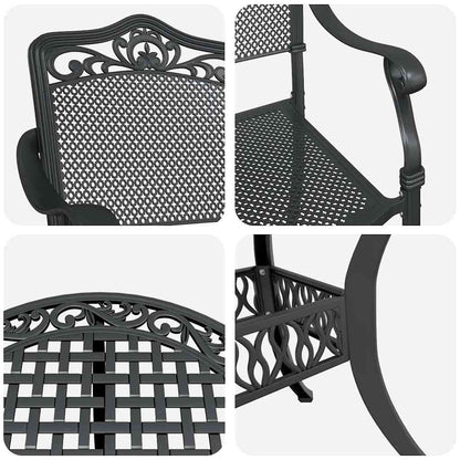 Tuin eettafelset 5 pcs Zwart Aluminium