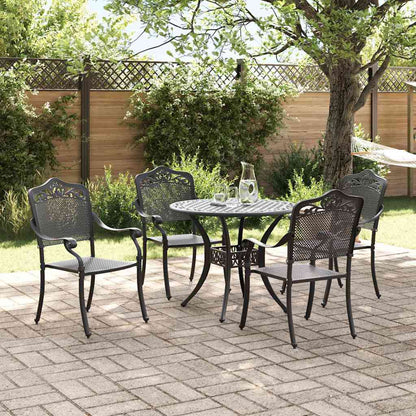 Tuin eettafelset 5 pcs Zwart Aluminium