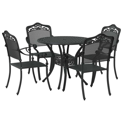 Tuin eettafelset 5 pcs Zwart Aluminium