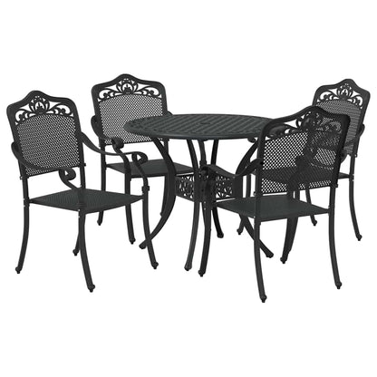 Tuin eettafelset 5 pcs Zwart Aluminium