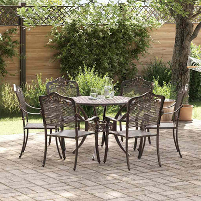 Tuin eettafelset 7 pcs Brons Aluminium