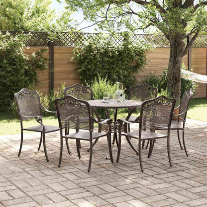 Tuin eettafelset 7 pcs Brons Aluminium
