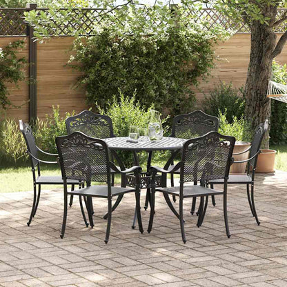 Tuin eettafelset 7 pcs Zwart Aluminium