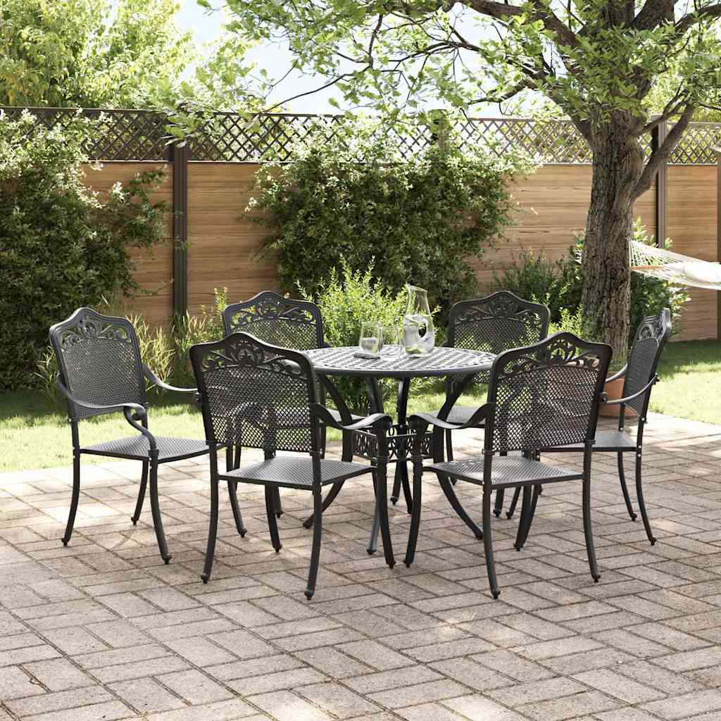 Tuin eettafelset 7 pcs Zwart Aluminium